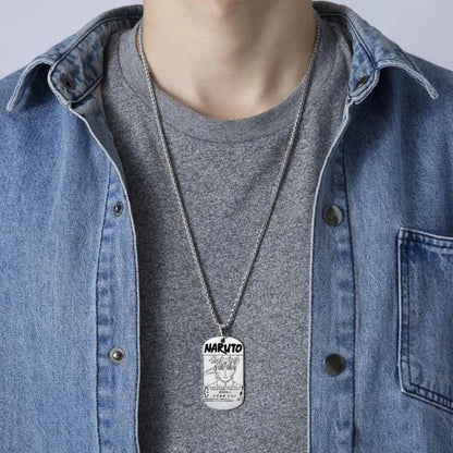 Collar con colgante de Naruto, periféricos de Anime bidimensionales, colgantes y collares de Sasuke, collar de acero inoxidable de hurón para hombre