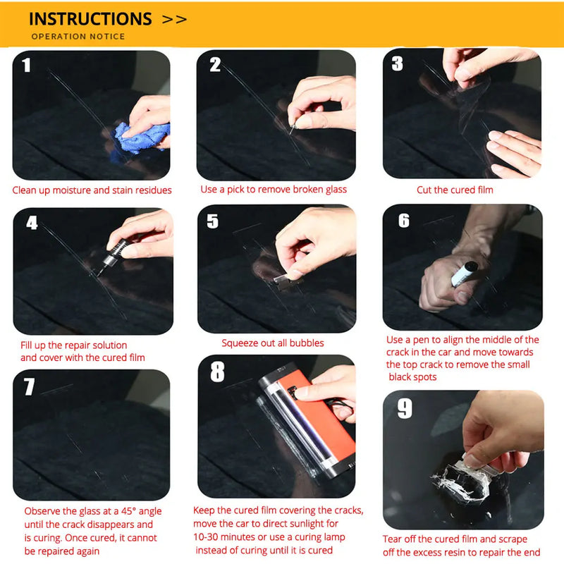 Kit de reparación de arañazos y grietas en ventanas de vidrio mejorado de 1 pieza, herramientas de bricolaje para parabrisas, arañazos de vidrio, cuidado del automóvil, herramienta de reparación de ventanas