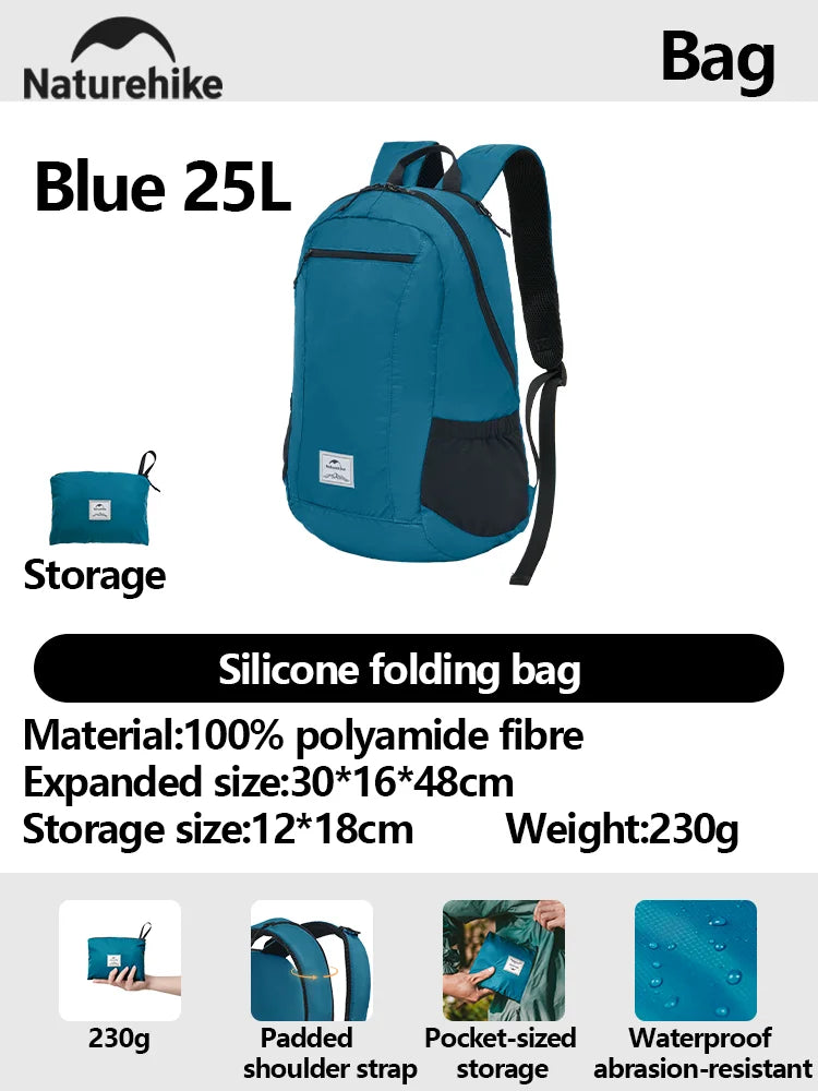 Naturehike New Camping Backpack 30L Large Capacity Portable Foldable Waterproof Shoulder Bag Outdoor Travel Hiking Picnic Bag