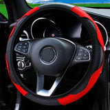 PU Carbon Fiber Leather Car Steering Wheel Cover without Inner Ring Suitable for 14.5-15 Inches Auto Supplies