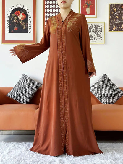 Vestido elegante de gasa para mujer, abaya abierta con cremallera, ropa musulmana, cárdigan islámico, abaya, nuevo