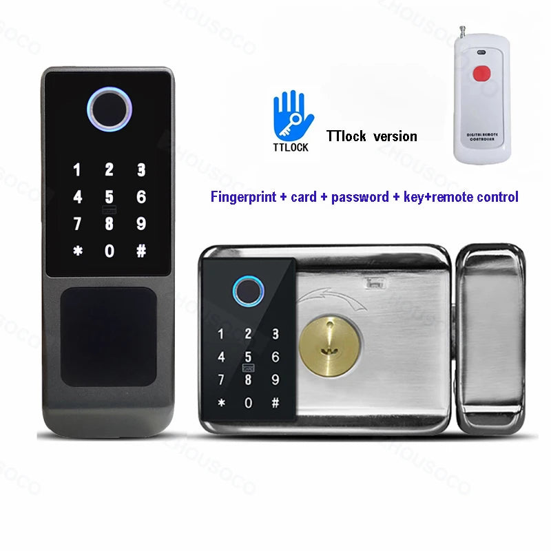 Tuya WIFI Double Side Fingerprint Lock Waterproof Outdoor Gate Passcode Rfid Card Keyless Smart Door Lock