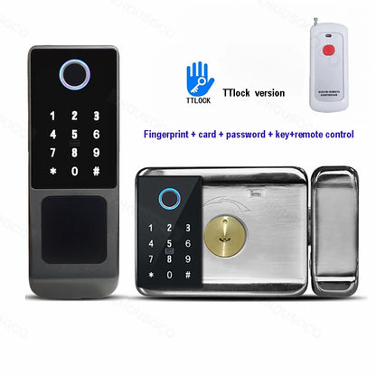 Tuya WIFI Double Side Fingerprint Lock Waterproof Outdoor Gate Passcode Rfid Card Keyless Smart Door Lock