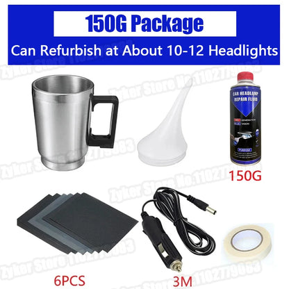 Kit de restauración de pulido de faros de coche de 12 V Herramienta para el cuidado de faros automotrices Restauración de faros de coche Líquido Restaurador de faros