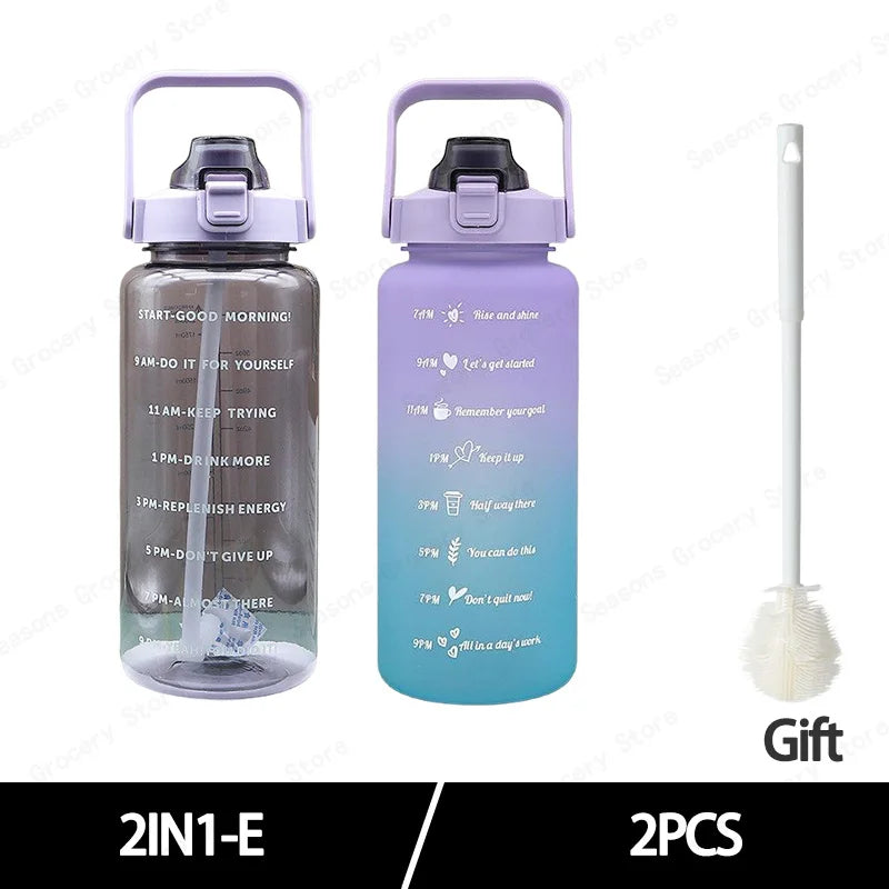 2025 Spring/Summer 2L Large Capacity Outdoor Plastic Bouncing Straw Sports Water Bottle Leak-proof Portable Refill Cups