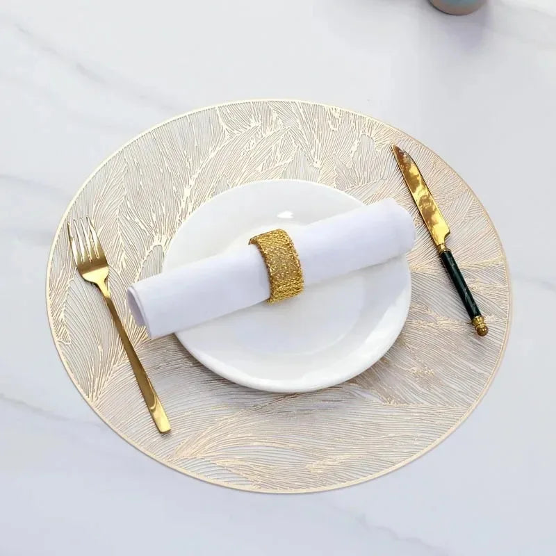 Placemats Set of 1/4Pc Light Luxury Placemat Table Mat Wide Application PVC Table Decor Round Protector Mat Heat Resistant Pad