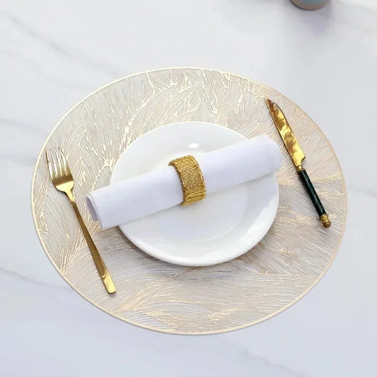 Placemats Set of 1/4Pc Light Luxury Placemat Table Mat Wide Application PVC Table Decor Round Protector Mat Heat Resistant Pad