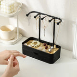 Caja de almacenamiento de joyas, soporte de exhibición con bandeja de madera para pulsera, collares, anillos, organizador colgante para el hogar