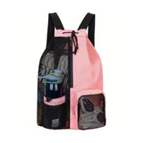 Mesh backpack, swimming drawstring bag, backpack with wet pocket, beach storage backpack, outdoor fishing bag