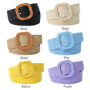 Bohemian Braided Belts for Women Summer Patchwork Straw Woven Belt Wide Waistband Fashion Female Square Buckle Waist Belt