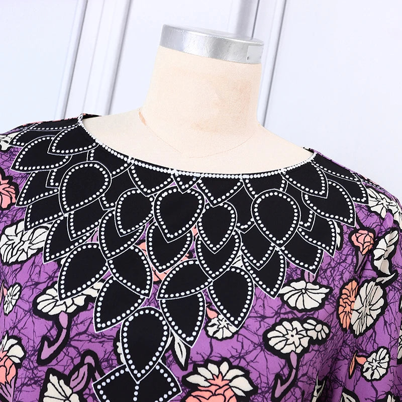 Plus Size VONDA Bohemian Dress 2025 Elegant Women Printing Sundress Vintage Flare Long Sleeve Maxi Vestidos O-Neck Robe Femme