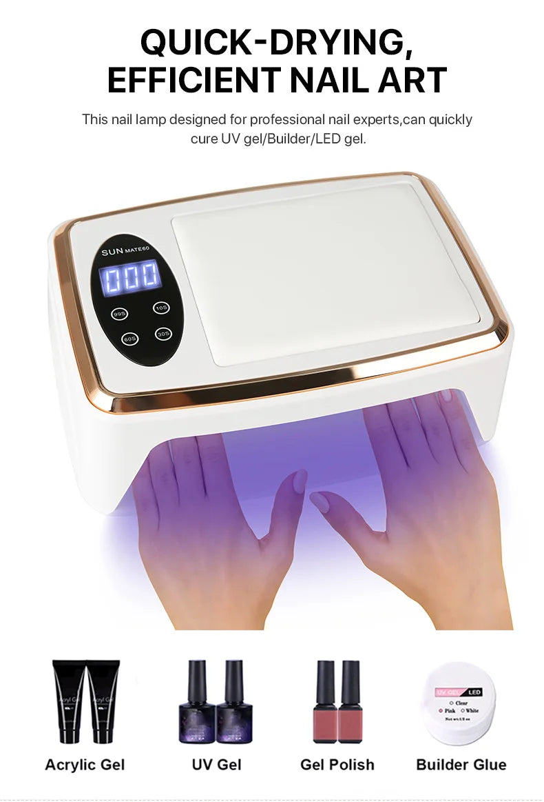 380W Professional Nail Dryer 90 LEDs UV Lamp for Curing All Gel Nail Polish Motion Sensing Manicure Pedicure
