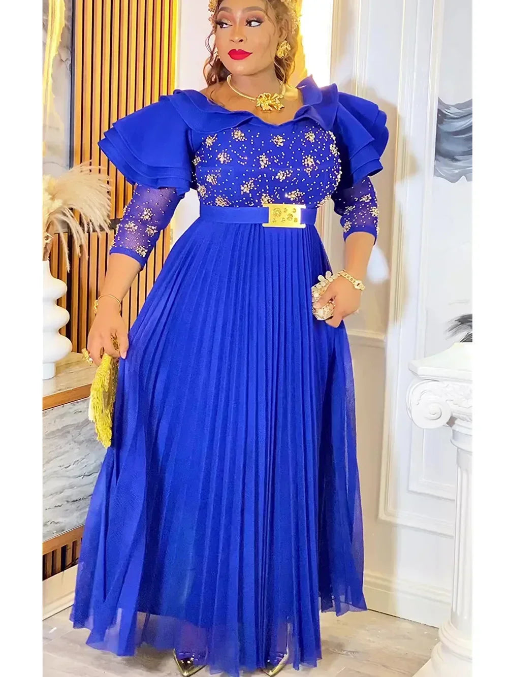 Plus Size African Party Dresses for Women 2025 New Fashion Dashiki Ankara Wedding Evening Gown Elegant Turkey Muslim Maxi Dress