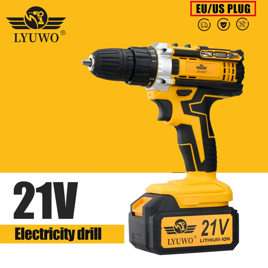 LYUWO Rechargeable Electric Hand Drill, Pistol Drill, Electric Screwdriver, Household Impact Hand Drill Tool, Use MT Battery