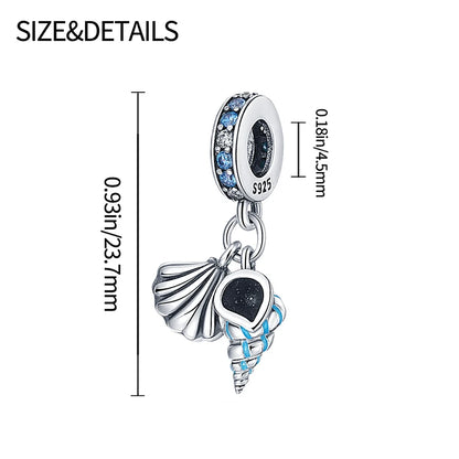 Ocean Series - Original Genuine 925 Sterling Silver Turtle Crab Mermaid Charm Beads Suitable for 3mm Bracelet DIY Making Pendant