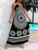 Summer Plus Size Women's Suspender Bohemian Dress Backless Dress