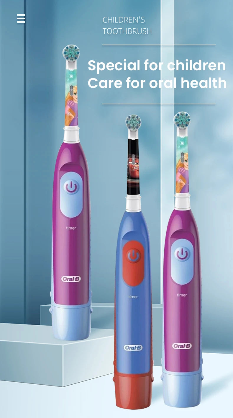 Oral-B Kid Electric Toothbrush Pro-Health Soft Bristle Rounded Vibrate Brush Heads Gum Care Teeth Brush Battery Power for Age 3+