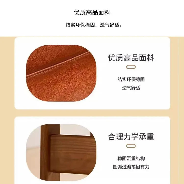 Medieval monk chair home solid wood dining chair designer homestay industrial wind wabi-Sabi oil wax leather back