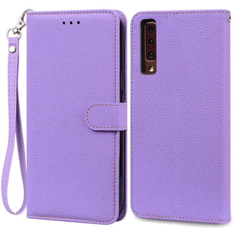 Funda de cuero de lujo con tapa para Samsung Galaxy A7 2018 (SM-A750F)