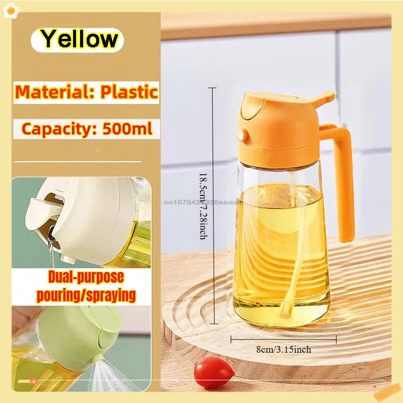 2 in1 Oil Spray Bottle Plastic Kitchen Barbecue Cooking Olive Oil Dispenser Oil Jar Baking Vinegar Soy Sauce Spray Container