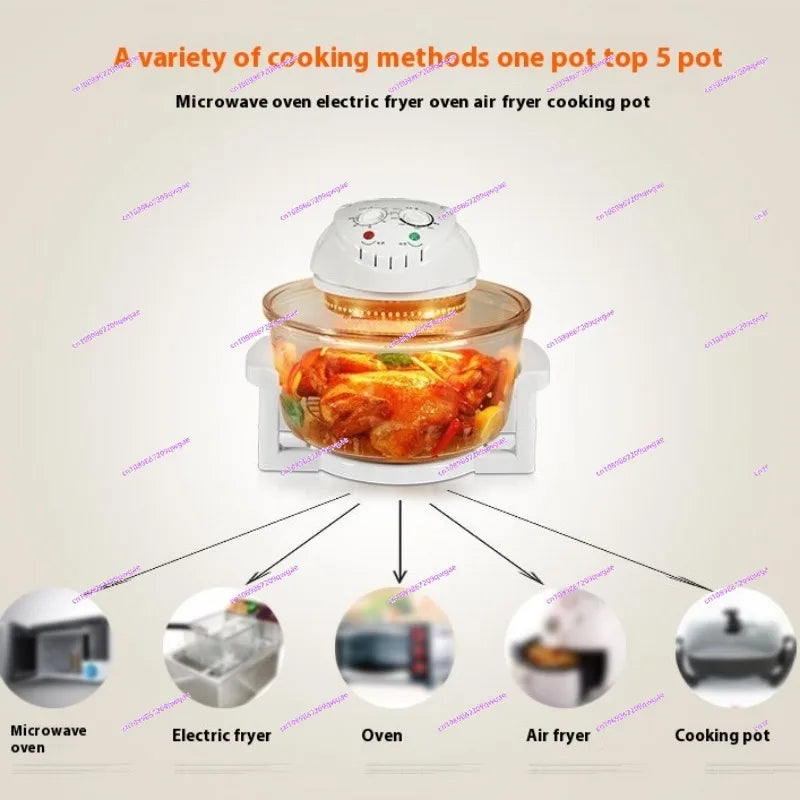 12L Light Wave Furnace Glass Air Fryer Grilled Chicken Grilled Chips Hot Air Circulation Air Furnace