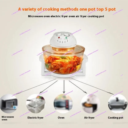 12L Light Wave Furnace Glass Air Fryer Grilled Chicken Grilled Chips Hot Air Circulation Air Furnace