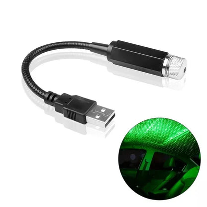 Lámpara de proyección de estrellas USB de 2 cabezales, luces decorativas LED ajustables para decoración de interiores de coche o boda, proyector de techo, luz nocturna 