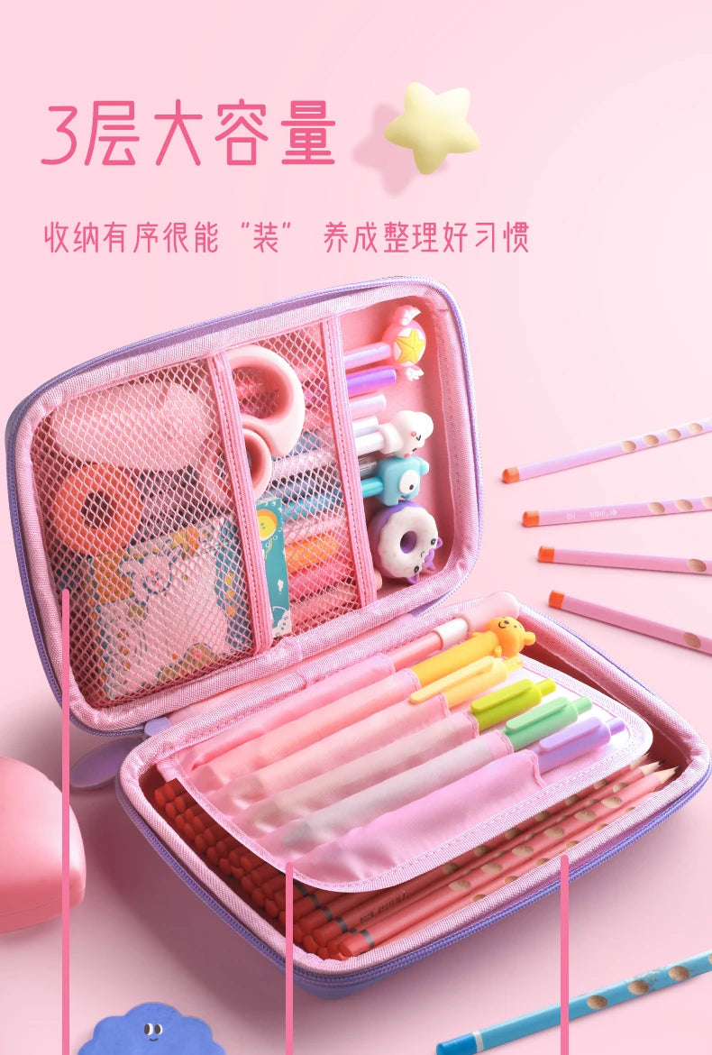 3D Pencil Case EVA Stationery Box School Supplies Pink Unicorn Pen Bag Ruler Storage Eraser Holder Pouch Rabbit Organizer INS A
