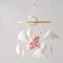 Baby Crib Mobile Rattle Toy Wooden Bed Bell Mobile Hanging Teddy Velvet Bear Doll Toy Newborn Music Box Crib Mobile Bracket Gift