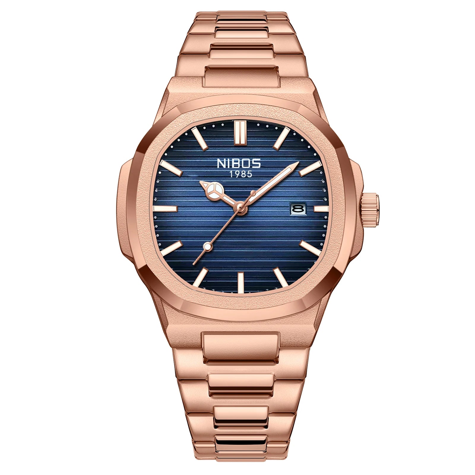 NIBOSI Brand Mens Watches Quartz Movement Watch Luxury Stainless Steel Calendar Waterproof Sport Simple Wristwatches for Man