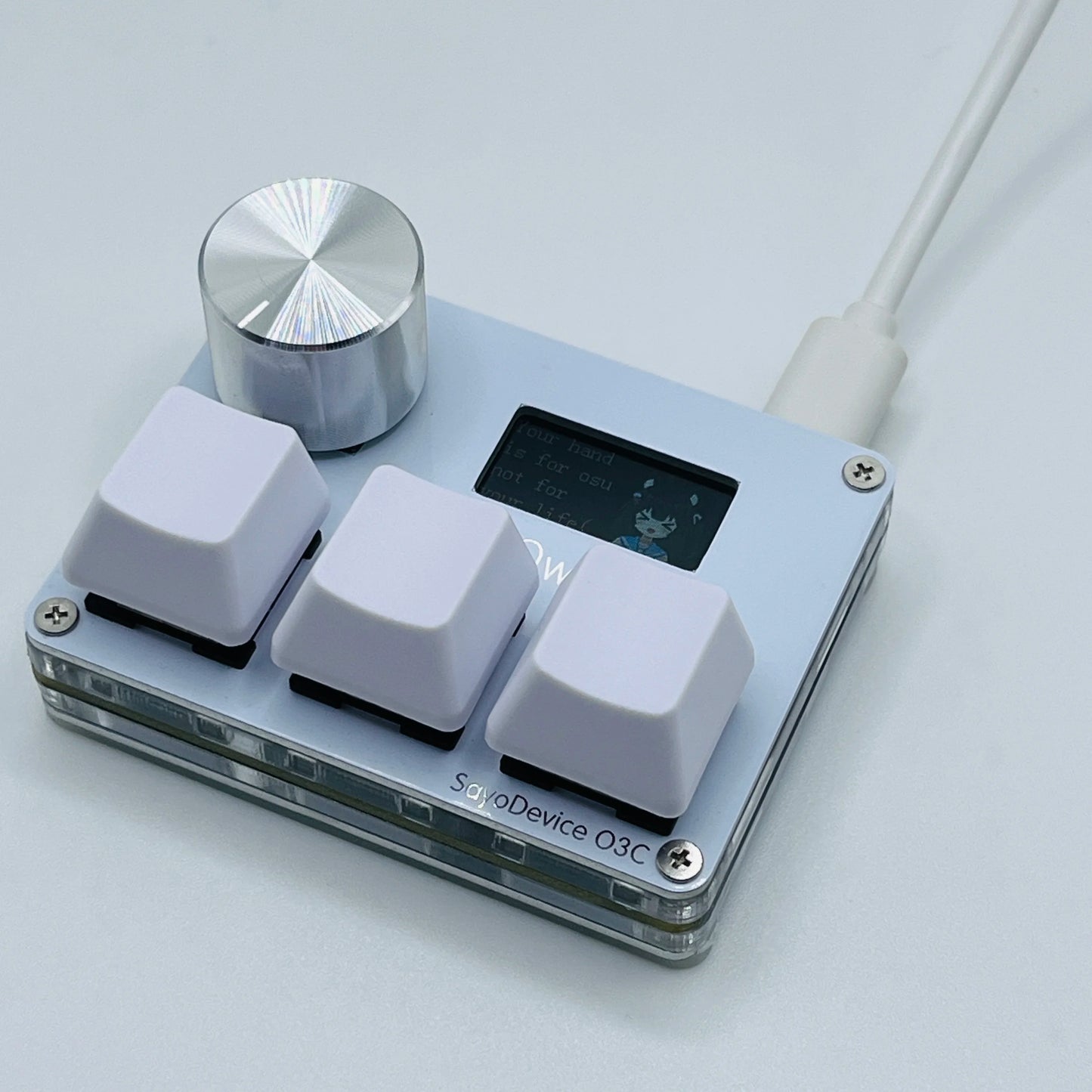 O3C SayoDevice OSU O3C Rapid Trigger Hall Switches Magnetic Pink Switches Keyboard With Knob Screen Copy Paste Shotcut