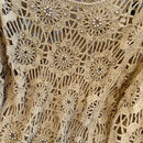 Casual Long Sleeve Elegant cardigan Beading O-neck Chic Vintage Hook Flower Hollow Out Top Plus Size Clothing