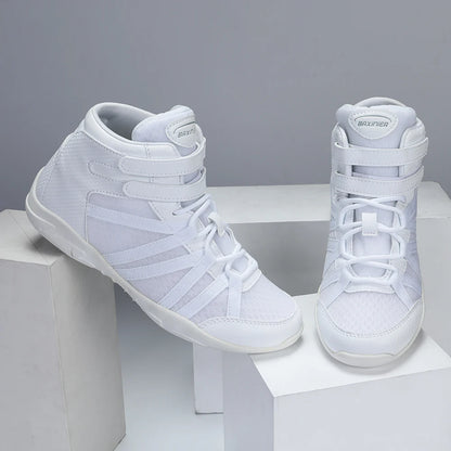 BAXINIER - Zapatillas blancas altas de animadora para niñas, ligeras, para competición juvenil, para entrenamiento de baile y tenis