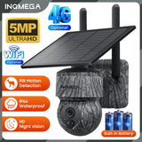 INQMEGA 5MP 4MP WIFI Wireless PTZ Solar Camera 4G SIM With Solar Panel Two Way Audio Security Protection CCTV Camera Battery Cam