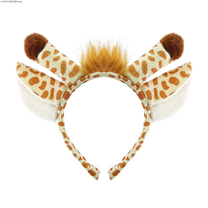 Kids Giraffe Cosplay Costume Set Animal Ears Tail Bow Tie Tutu Skirt Fancy Adult Child Props Halloween Party Carnival Birthday