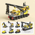 6IN1 Building Blocks City Fire Car Police Truck Engineering Crane Tank Helicopter Bricks Set Toys for Children Kids
