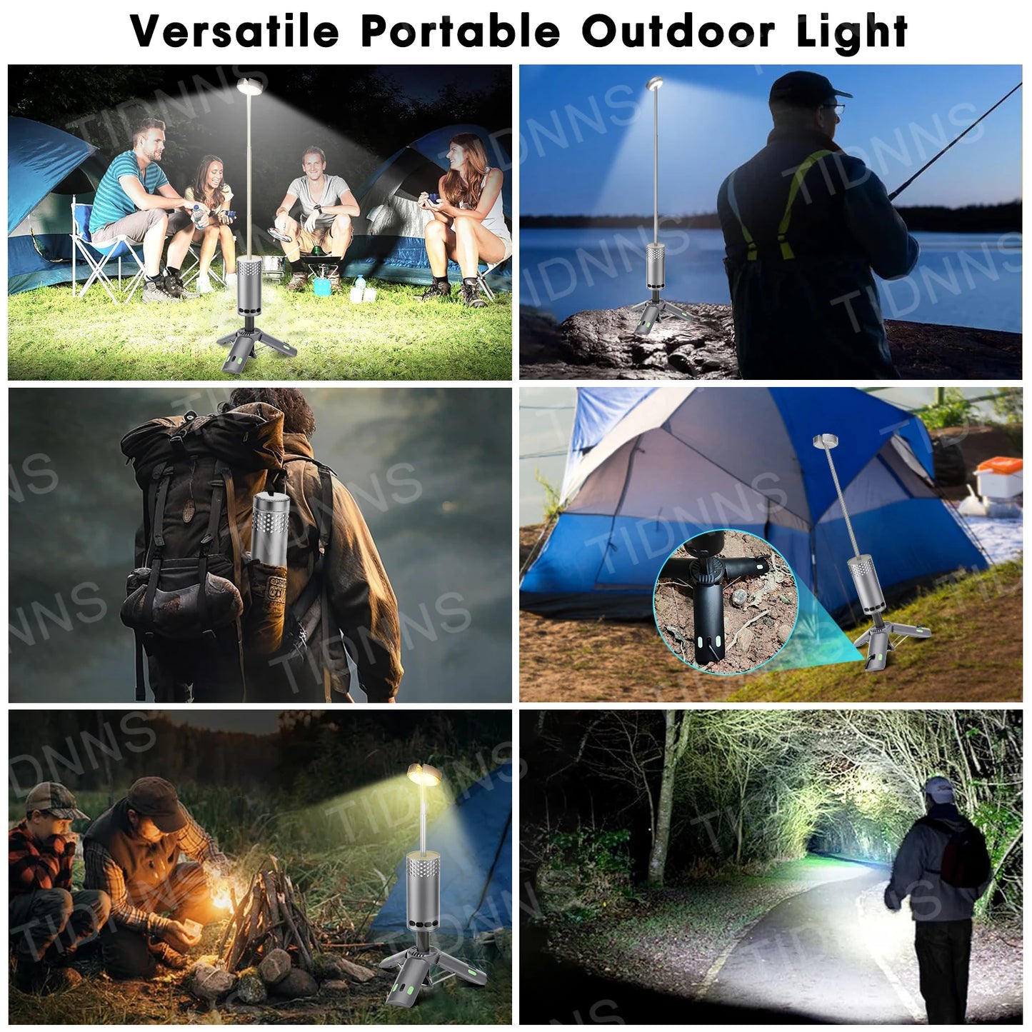 10000mAh Luz de acampamento USB recarregável LED lâmpada de emergência lanternas portáteis ao ar livre com lanterna magnética para barracas de churrasco