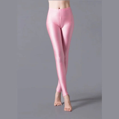 Leggings ajustados de alta elasticidad, pantalones pitillo ajustados de talla grande, pantalones brillantes, pantalones de yoga para mujer, leggings ajustados sexis y agradables para la piel. 