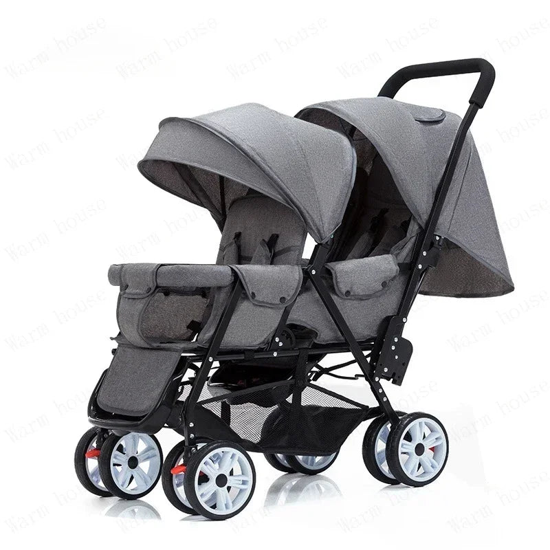 STOCK UE Cochecitos gemelos Cochecitos dobles para niños de dos asientos Cochecito plegable Cochecito de bebé al por mayor Asientos delanteros y traseros