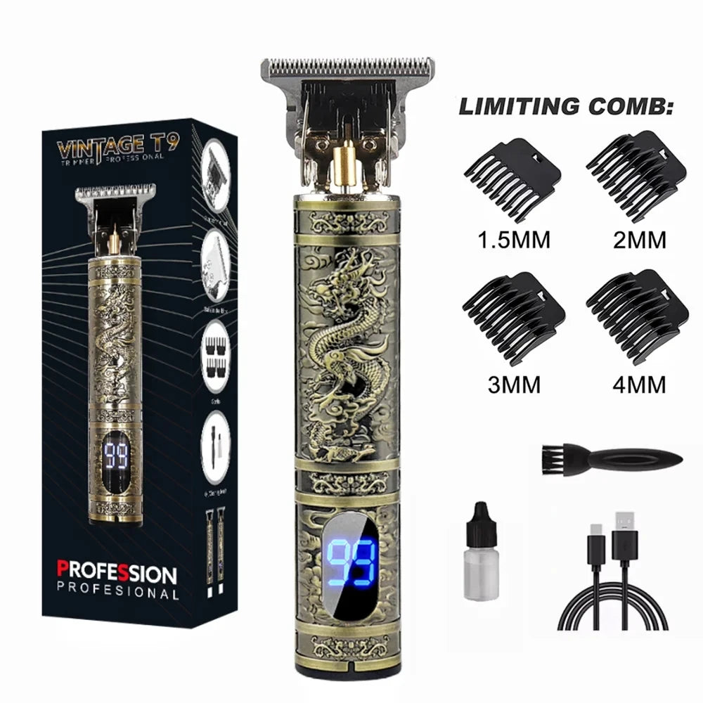 T9 LCD Electric Hair Trimmer Oil Shaving Head Electric Clipper Engraving Electric Clipper Hair Precision Trimmer for Men Care