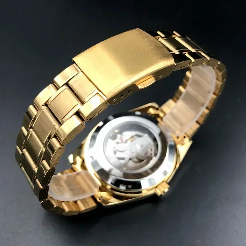 Orient Double Lion Classic Watch Series Gold - Tone Stainless Steel Automatic Mechanical Wristwatch Brand New Top Men's Watch