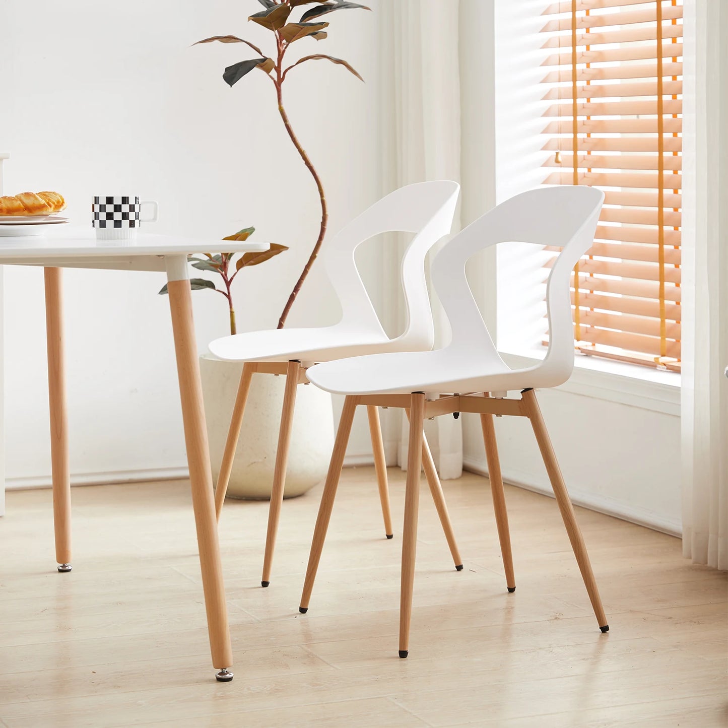 4Pcs/Set Hollow Dining Chairs Modern Simple Household Back Stool Nordic Negotiation Chair Plastic Chair Cosmetic Chair White