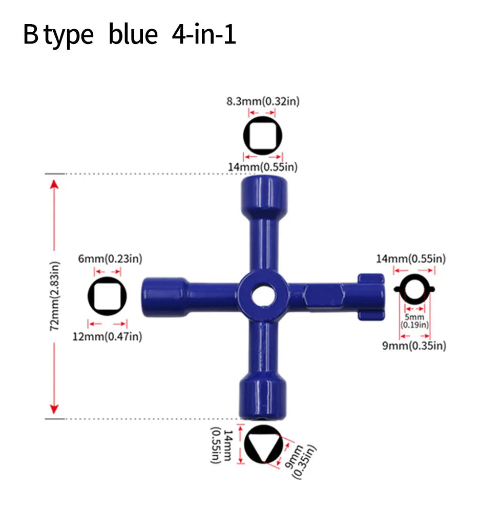Electric control cabinet car elevator cross key wrench water meter valve key internal triangle wrench multi-purpose tool