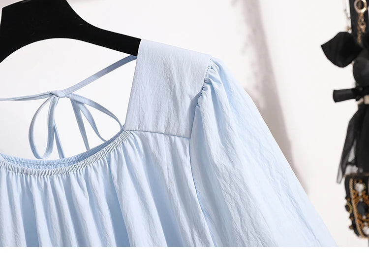 Plus Size Shirts & Blouses Women Summer 2025 New Arrival Korean Fashion Tops Short Puff Sleeve Loose Sweet Blouse Woman L-4XL