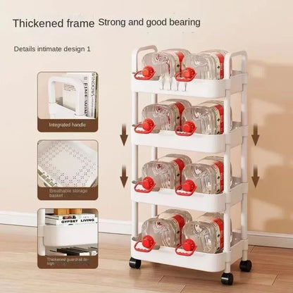 Multi-Layer Trolley Rack Kitchen Floor Bedroom Baby Snacks Mobile Bathroom Bathroom Storage Rack