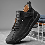 Handmade Leather Men's Casual Slip-On Loafers Breathable Leather Shoes Men's Flat Fashion Moccasins Tooling Shoes Plus Size