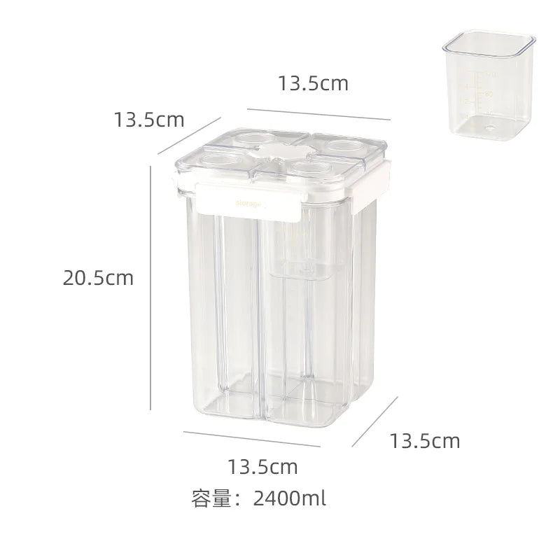 Dispensador de cereales de 3 l, contenedor sellado de cuatro compartimentos, resistente a la humedad, apilable, para refrigerios, café y granos, organizador de cocina.