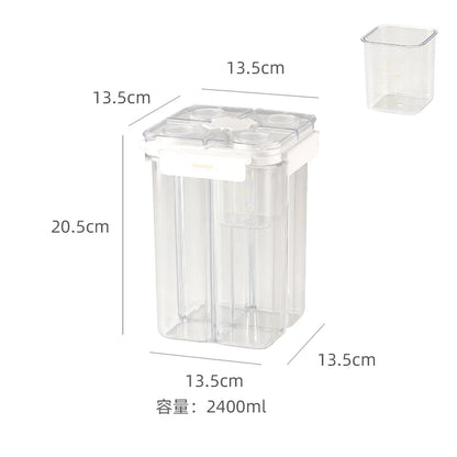 Dispensador de cereales de 3 l, contenedor sellado de cuatro compartimentos, resistente a la humedad, apilable, para refrigerios, café y granos, organizador de cocina.