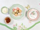 Ceramic Plate Household Bone China Dinner Plate Set Vintage Green Flower Dishes Tableware Oval Large Tray Dinnerware Sets