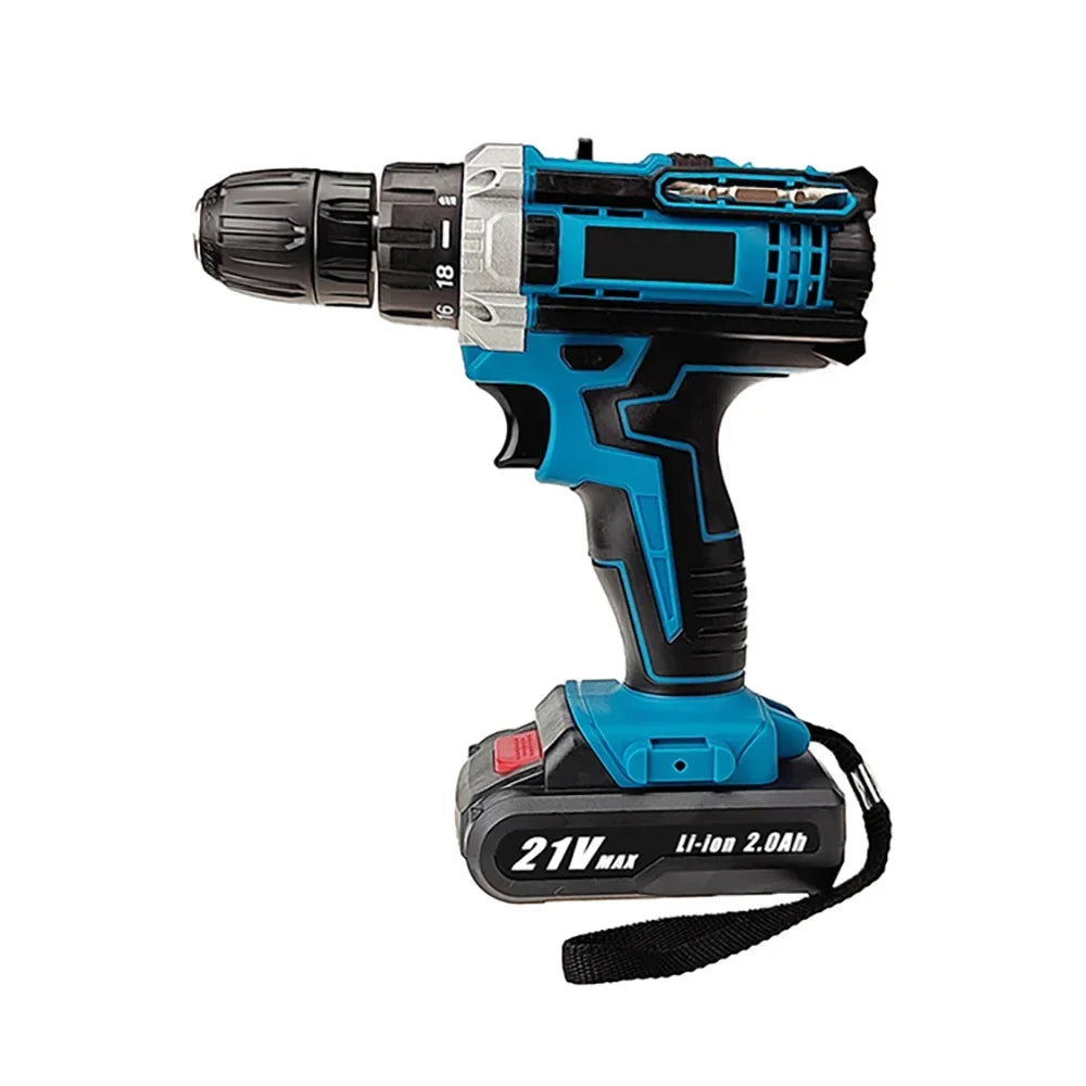 21V Cordless Electric Impact Drill Screwdriver 1600rpm High Speed Drills Rechargeable 32 Torque Household Drill Power DIY Tools